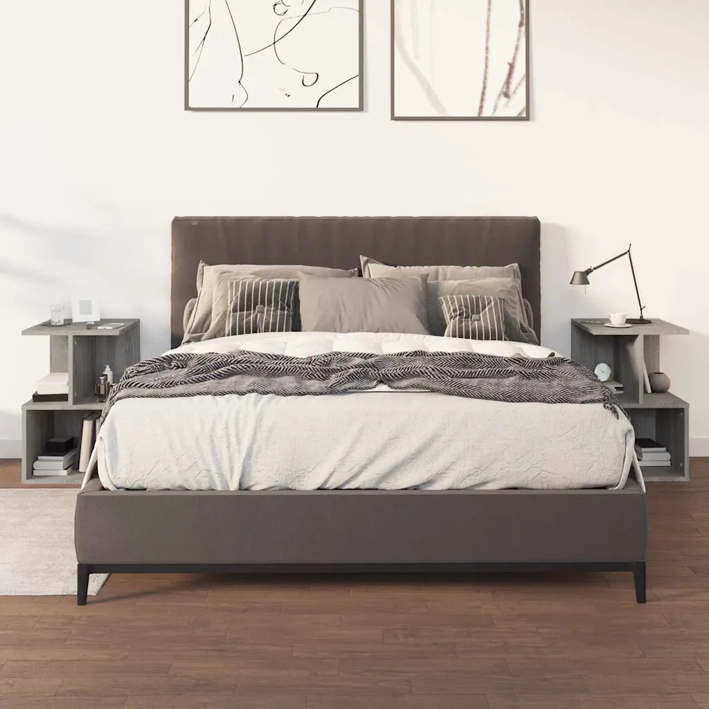 Comodini 2 pz-Set di 2 Tavolino da notte Grigio Sonoma 35x35x55 cm in Legno Multistrato