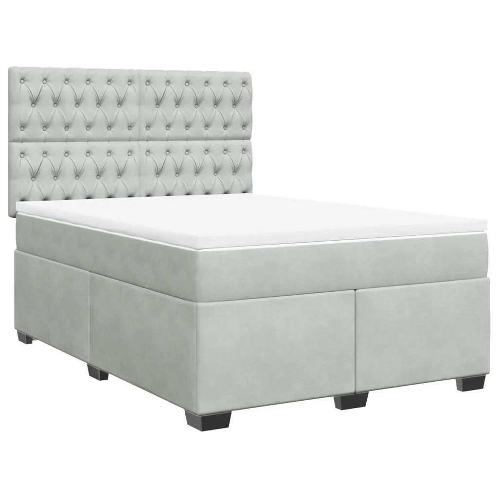 Giroletto a Molle con Materasso Grigio Chiaro 140x200cm Velluto
