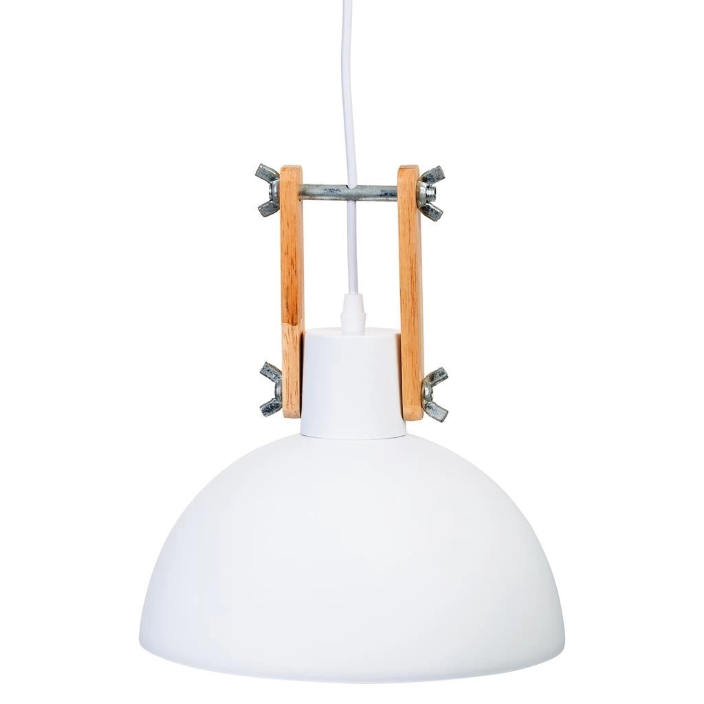 Plafoniera in legno bianco e metallo 25x25x32h