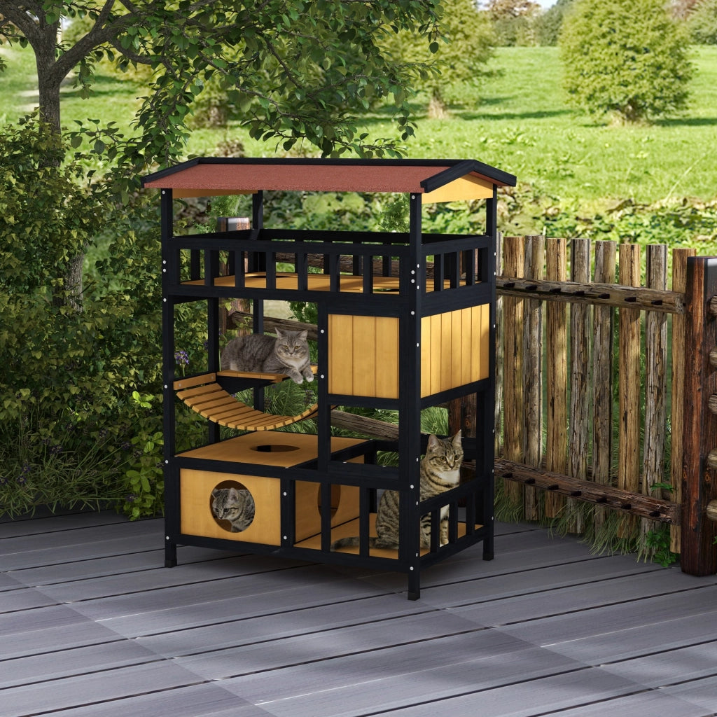 Casetta per Gatti 4 Livelli con Ponte e Balcone ¨C Minimal ¨C 84x60x116 cm