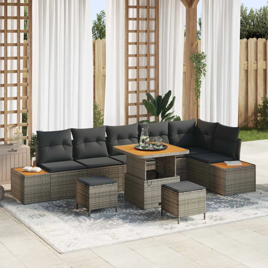 Set Divano da Giardino con cuscino 9 pcs Grigio 3363323