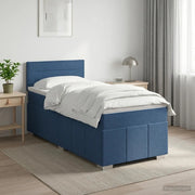 Letto box spring con materasso Blu 100 x 200 cm Tessuto 3452606