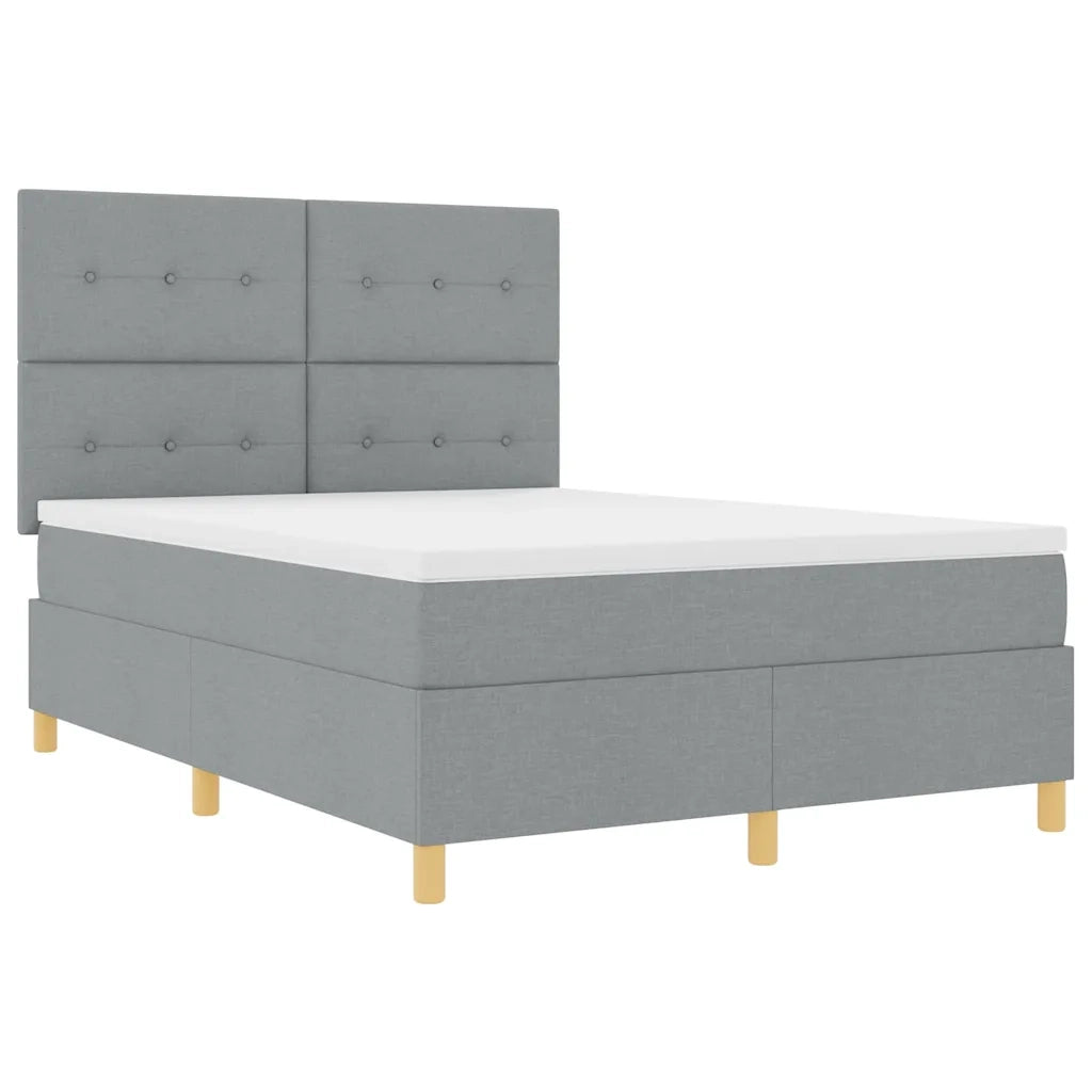 Letto a Sorgente LED Grigio chiaro 140 x 200 cm Tessuto