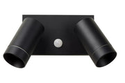 Applique esterna doppia con sensore GU10 nera Lucide Taylor