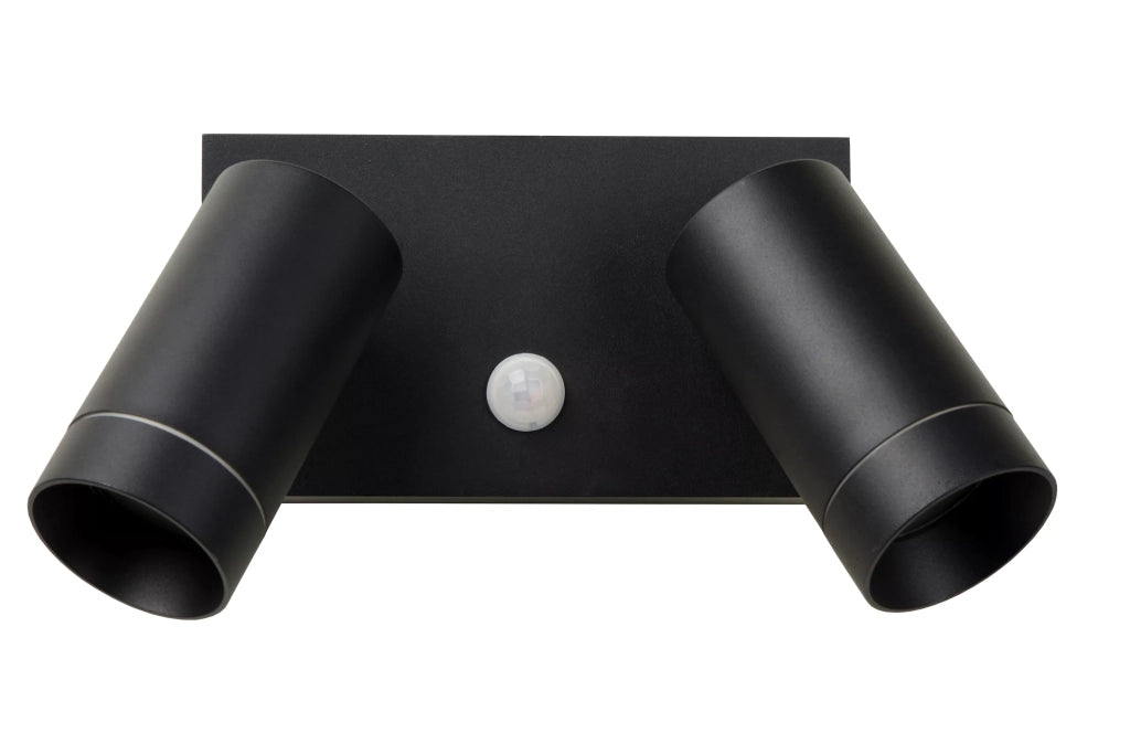 Applique esterna doppia con sensore GU10 nera Lucide Taylor
