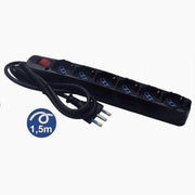 Trade Shop - Multipresa 6 Uscite Universali Schuko Bipasso Spina 16a Cavo 1.5 Mt Nero 80098n -