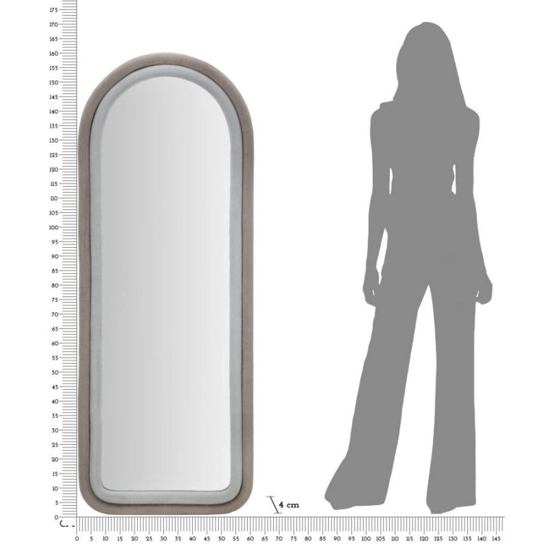 Specchio Da Muro Cloe Velluto Grigio cm 60x4x160