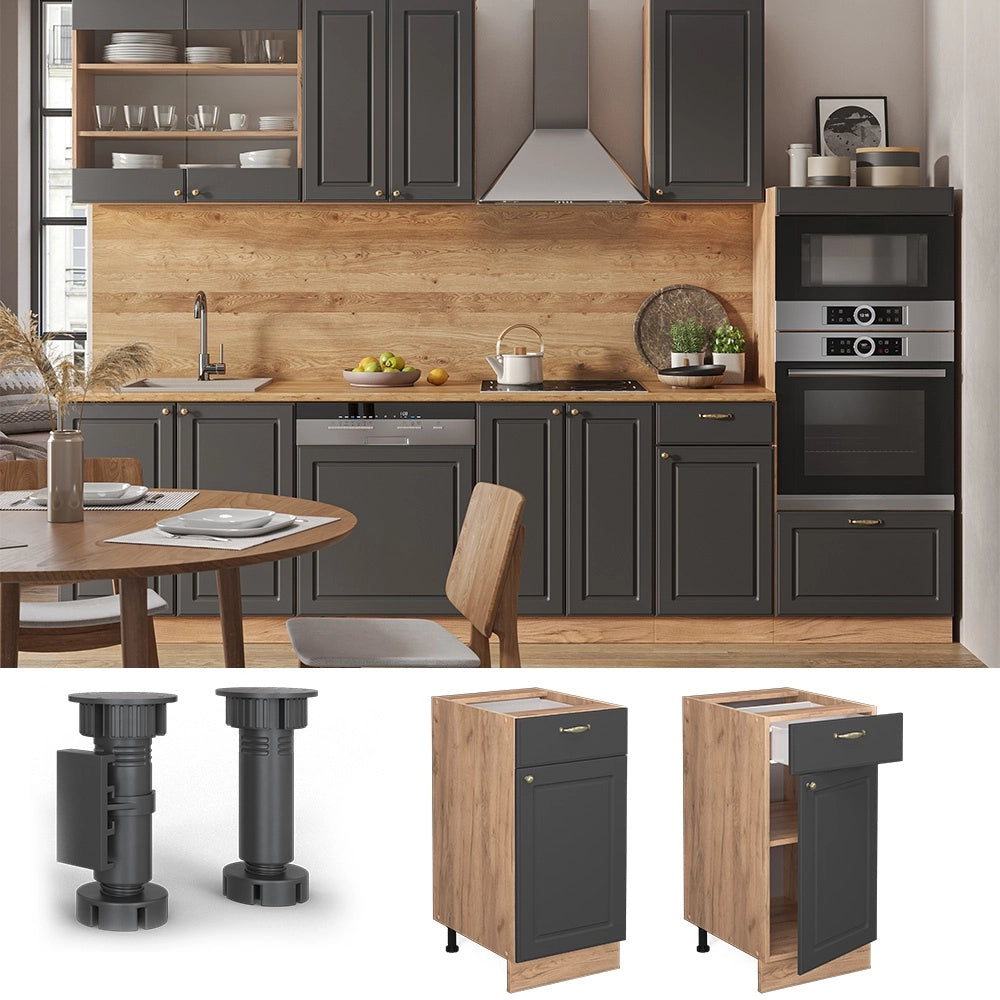 Mobiletto base per cucina Fame-Line Antracite-oro/Rovere dorato 40 cm, PL Rovere Vicco