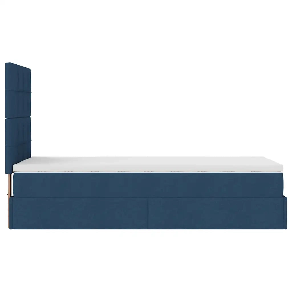 Pouf Letto con Materasso Blu 90x200 cm in Tessuto 3313132