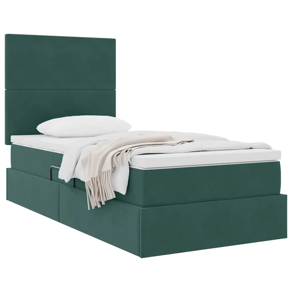 Letto con contenitore e materasso Verde Scuro 90 x 190 cm