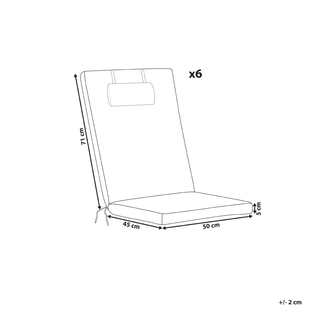 Set di 6 Cuscini in Tessuto rosso da Schienale per Sedie da Giardino Toscana/Java/Amantea stile elegante