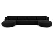 Cosmopolitan Design - Divano panoramico "Tulum" 5 posti in velluto nero 