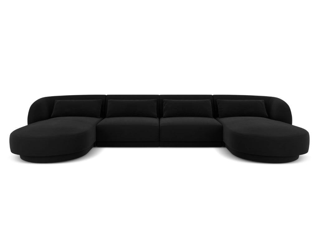 Cosmopolitan Design - Divano panoramico "Tulum" 5 posti in velluto nero 