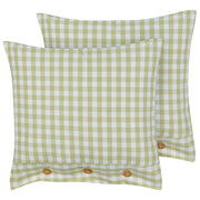 Set di 2 cuscini decorativi a quadretti verde oliva e bianco con bottoni 45 x 45 cm soggiorno camera da letto