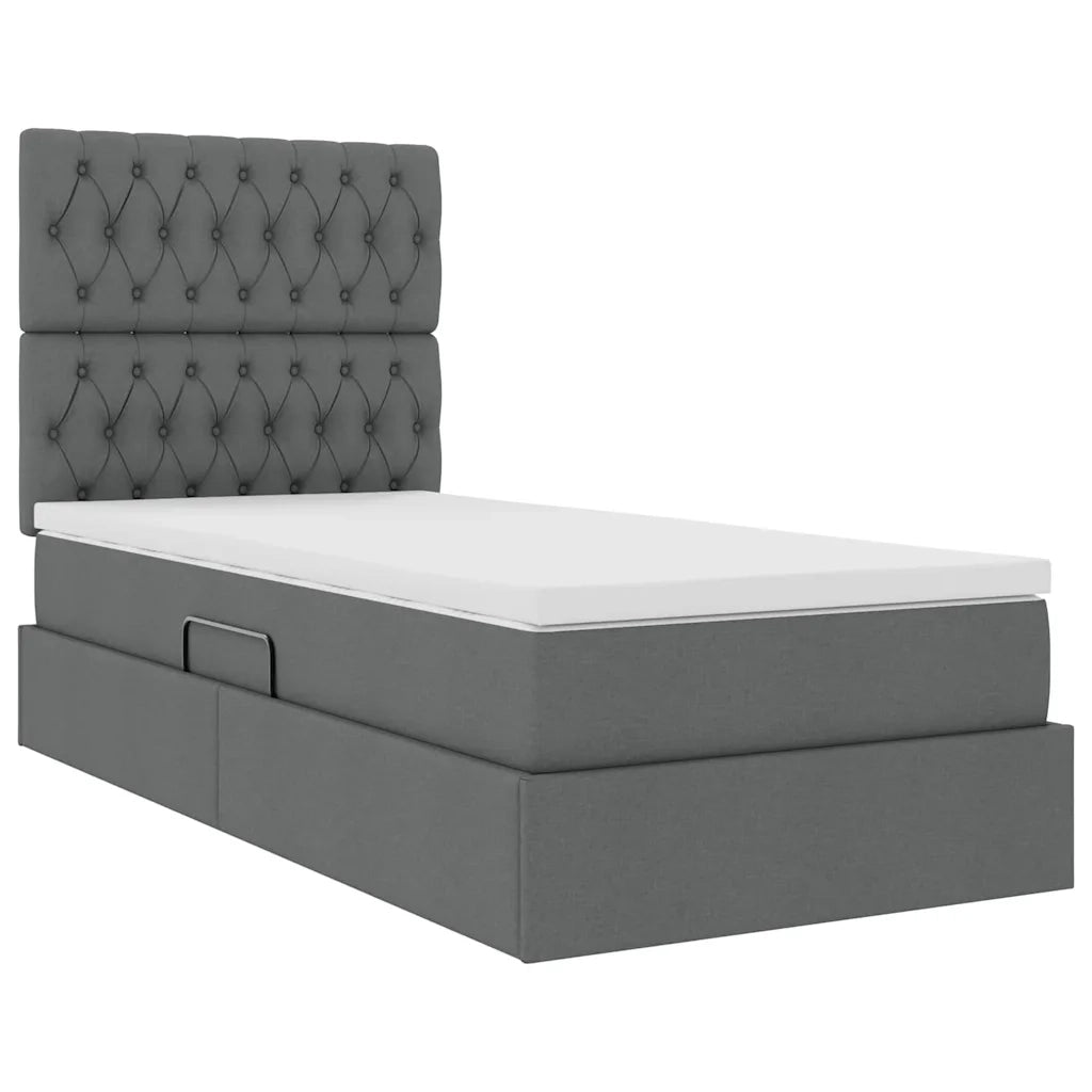 Letto con contenitore e materasso Grigio scuro 100 x 200 cm