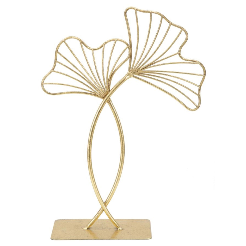 Scultura decorativa Leaf Glam in ferro dorato