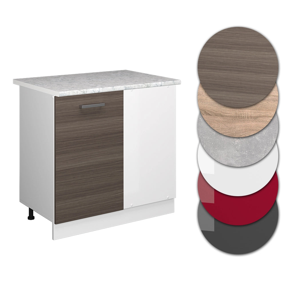 Mobile ad angolo cucina R-Line Grigio nobile/Bianco 86 cm, PL Marmo Vicco