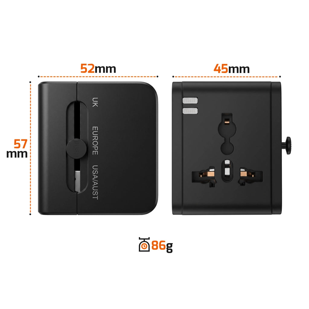 Caricatore e Multipresa Internazionale 1440W con 2 USB e USB-C 15W Nero LinQ