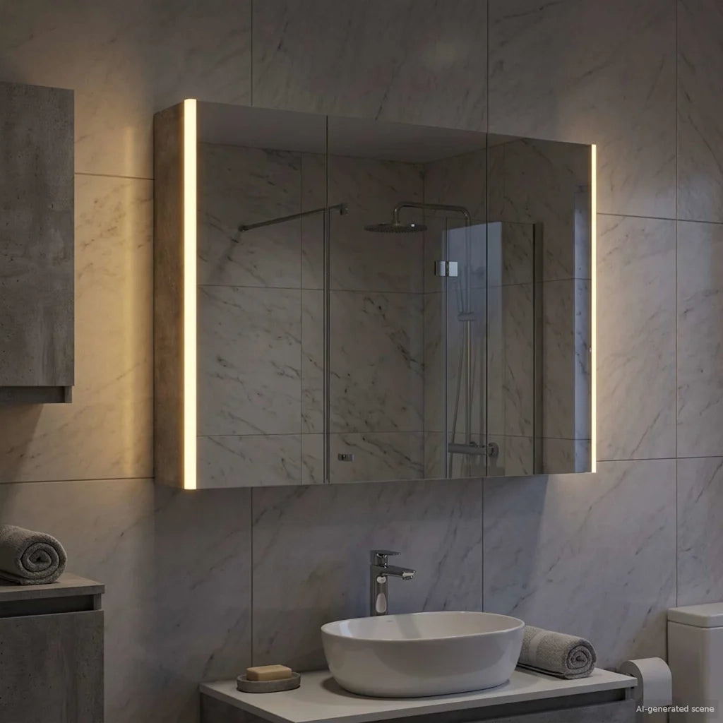 Mobiletto per specchio da bagno Grigio cemento 889274