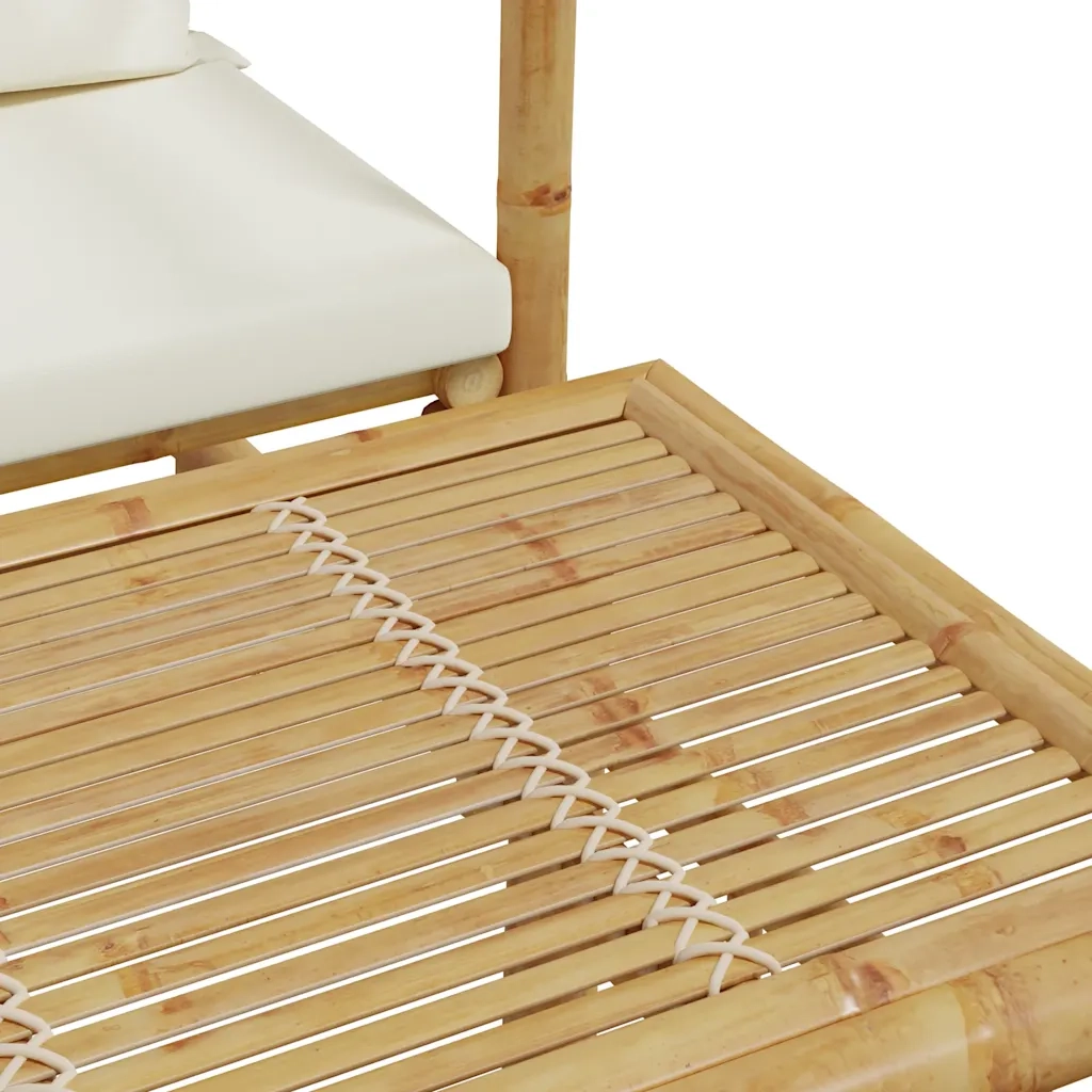 Set di divani da giardino 2 pezzi con cuscini in bambù 365870