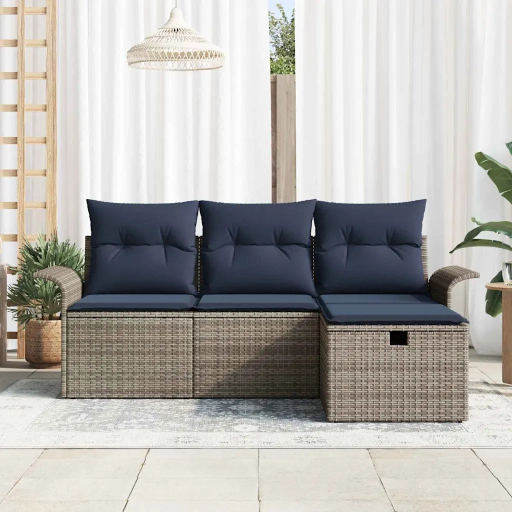 Set Divano da Giardino con cuscino 4 pcs Poly Rattan 3360186