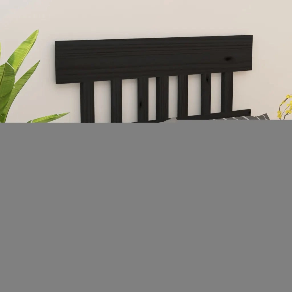 Testiera | Testata per Letto Nera 123,5x3x81 cm in Legno Massello di Pino