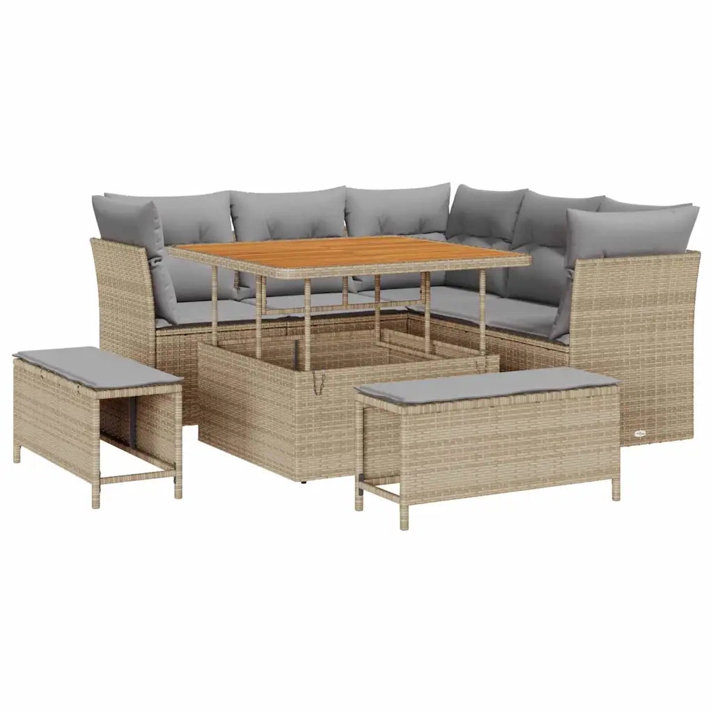 Set Divano da Giardino 8 pcs Beige polyrattan 3361477