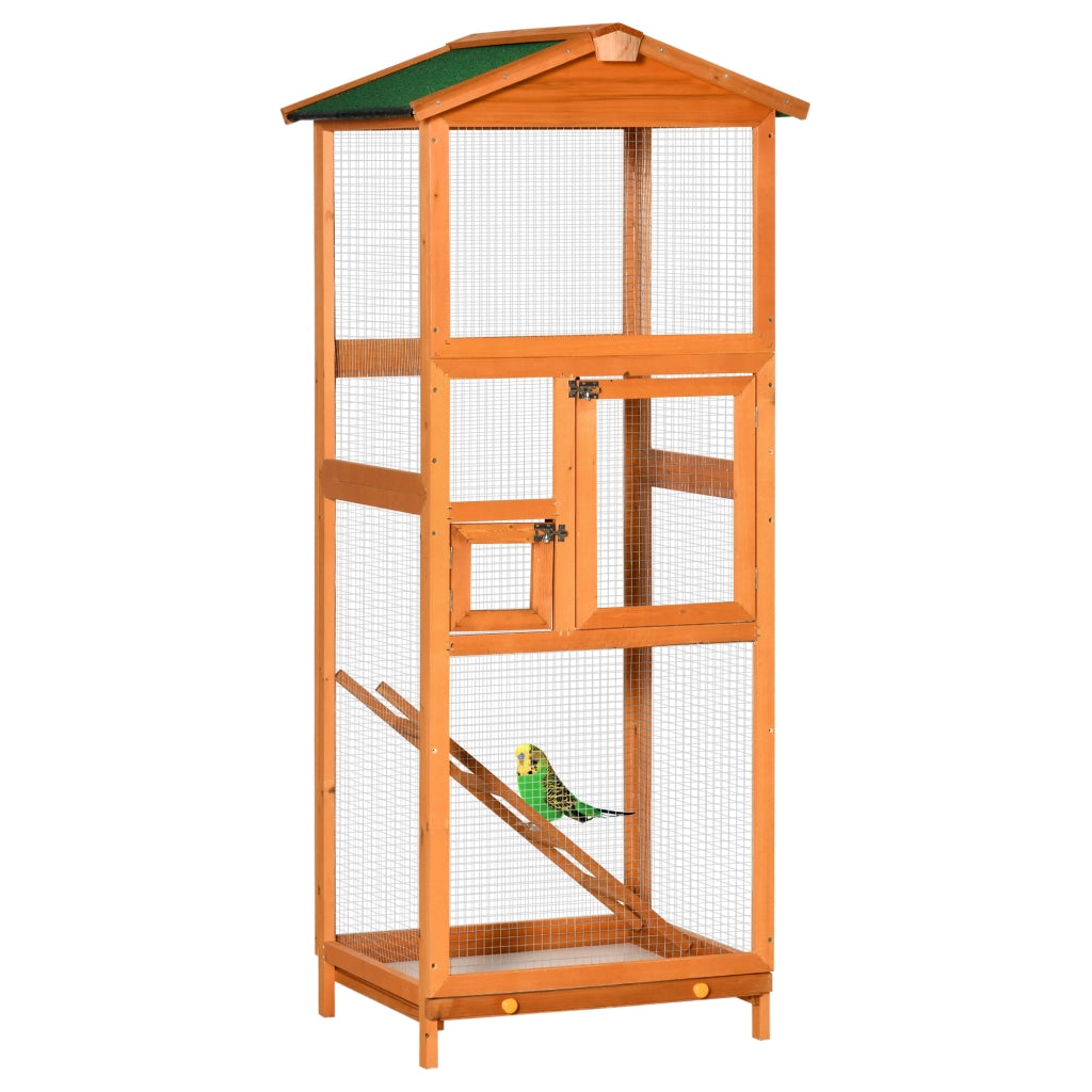 Gabbia per Uccelli da Esterno ¨C Xylo ¨C Legno Arancione 165cm con 2 Porte