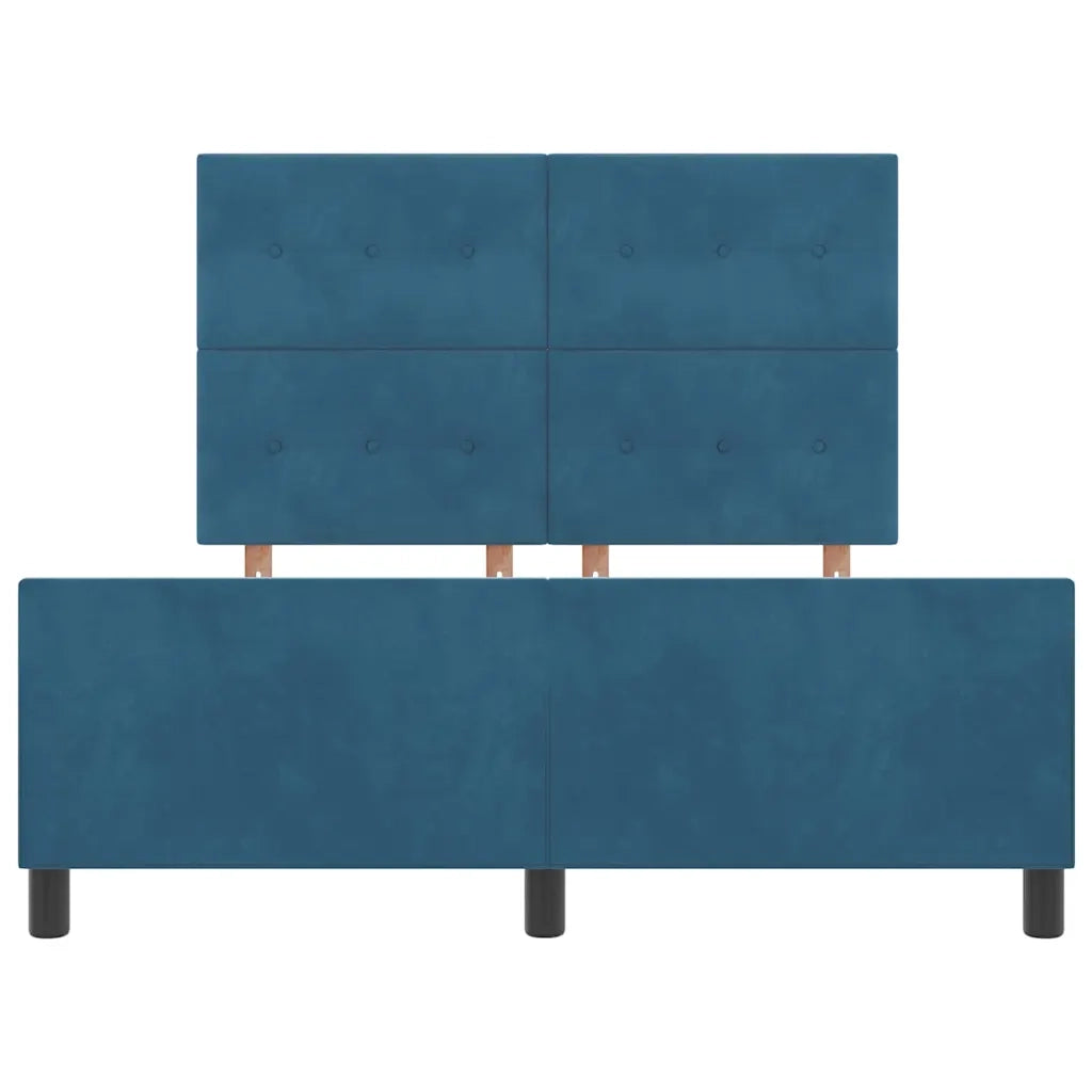 Letto a molle con testiera Blu Scuro 140 x 200 cm Velluto