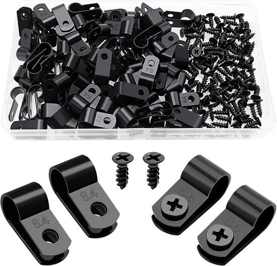 Cinghia in Nylon R-Type per cavi - Gestione dei cavi - 100 pezzi - Nero - 8.4mm
