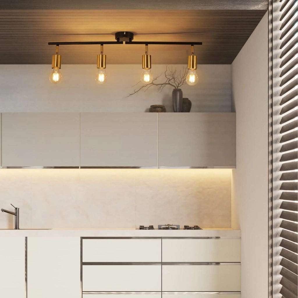 ZMH Faretto da soffitto vintage E27 nero oro a sospensione