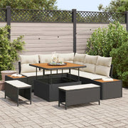 Set Divano da Giardino con cuscino 8 pcs Nero e Crema 3363295