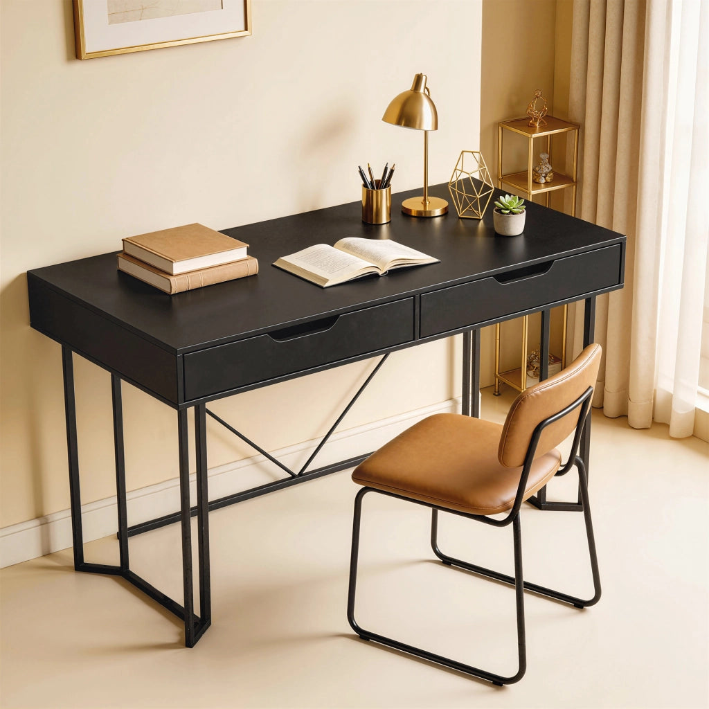Scrivania computer con cassetti ¨C Minimal ¨C Nero 120x60x77 cm