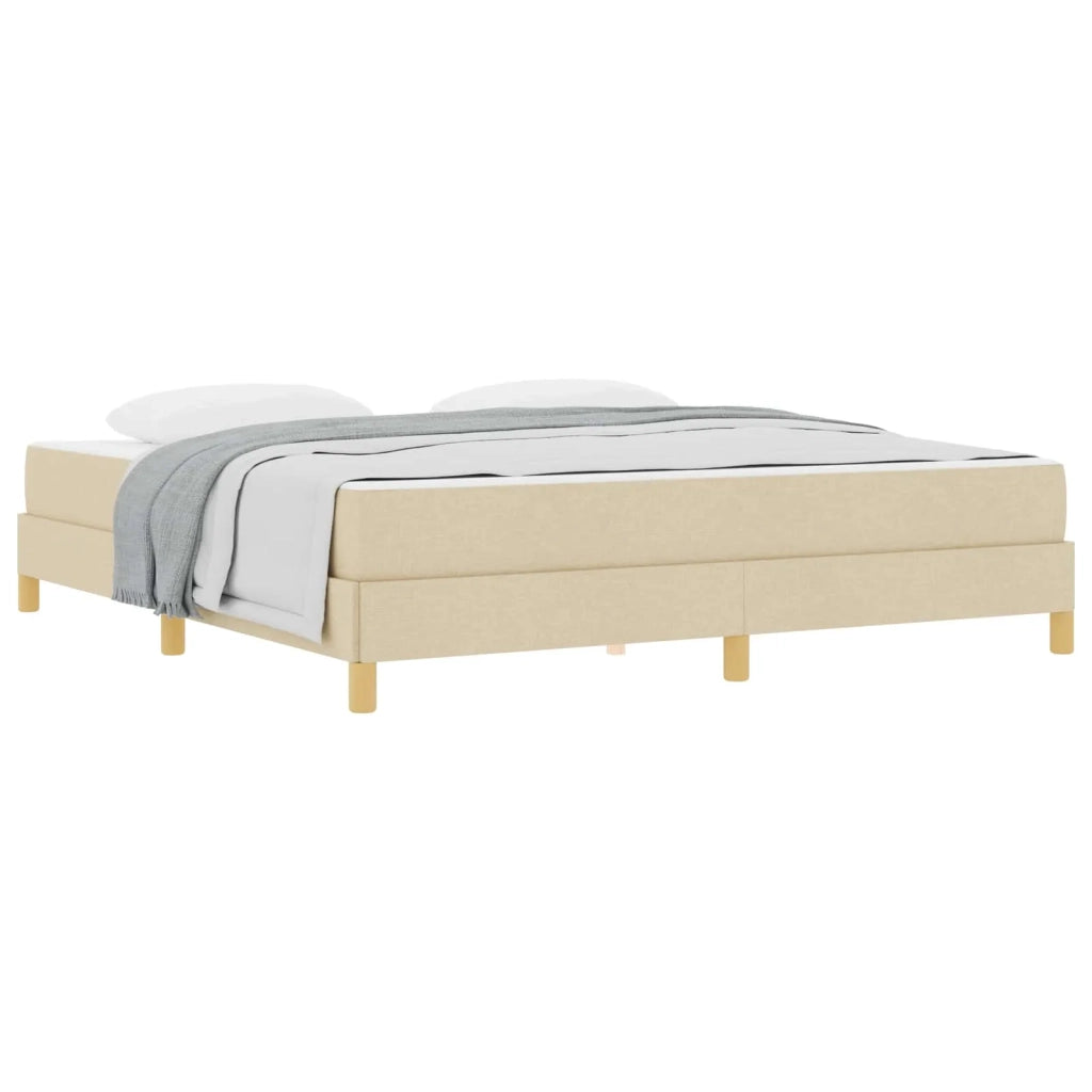 Letto a molle con materasso Crema 180 x 200 cm Tessuto
