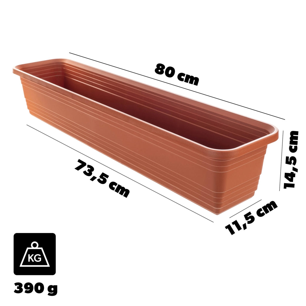 Vaso da fiori per balcone KADAX, 80 cm, rosso mattone.