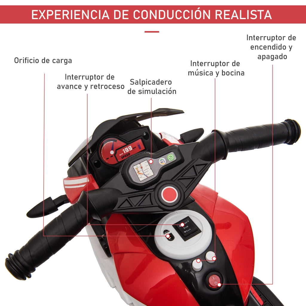 Trimoto Elettrico per Bambini 3+ ¨C Minimal ¨C 86x42x52 cm Nero Rosso