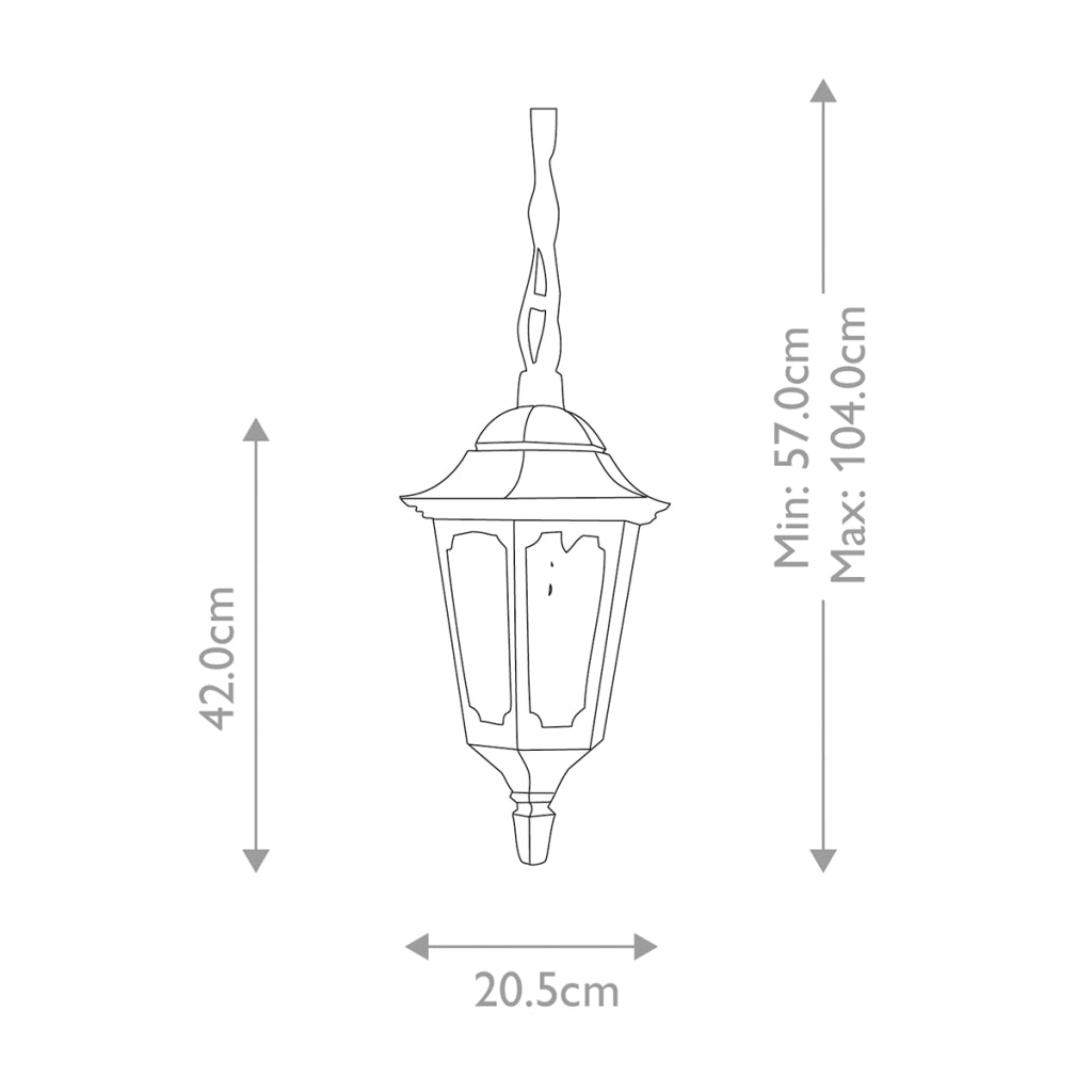 Lampada a sospensione esterna nera E27 60W Parish Elstead