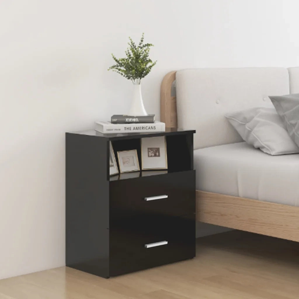 Comodini 2pz-Set di 2 Tavolino da notte Neri 50x32x60 cm