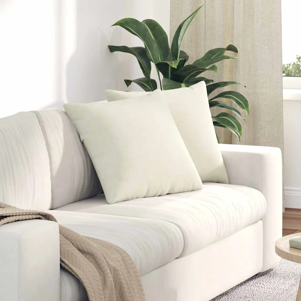 Cuscini da Divano 2 pz-Set di 2 Cuscini per Sofa Crema 50 x 50 cm Tessuto in Cords 179347