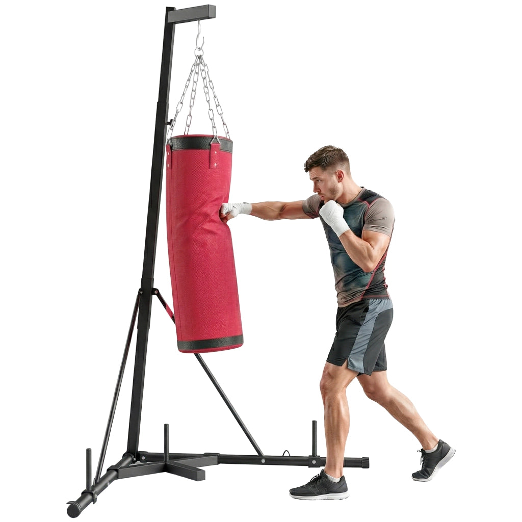 Sacco da Boxe Autoportante con Base Regolabile ¨C Minimal ¨C Rosso 175x91x231cm