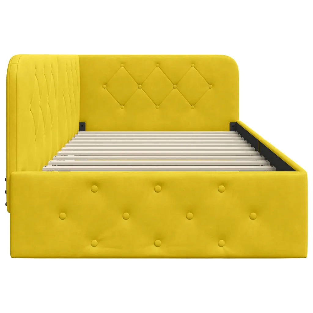 Cornice del letto ad angolo Giallo 90 x 190 cm Velluto 42016529