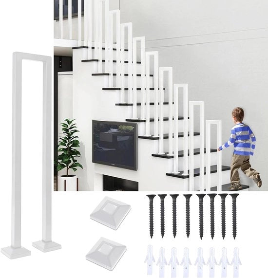 Leuning U-vormig 35-110 cm - Bicchieri per balcone e giardino - Maniglia in acciaio robusta - Montaggio facile - Stile moderno - Bracciuoli