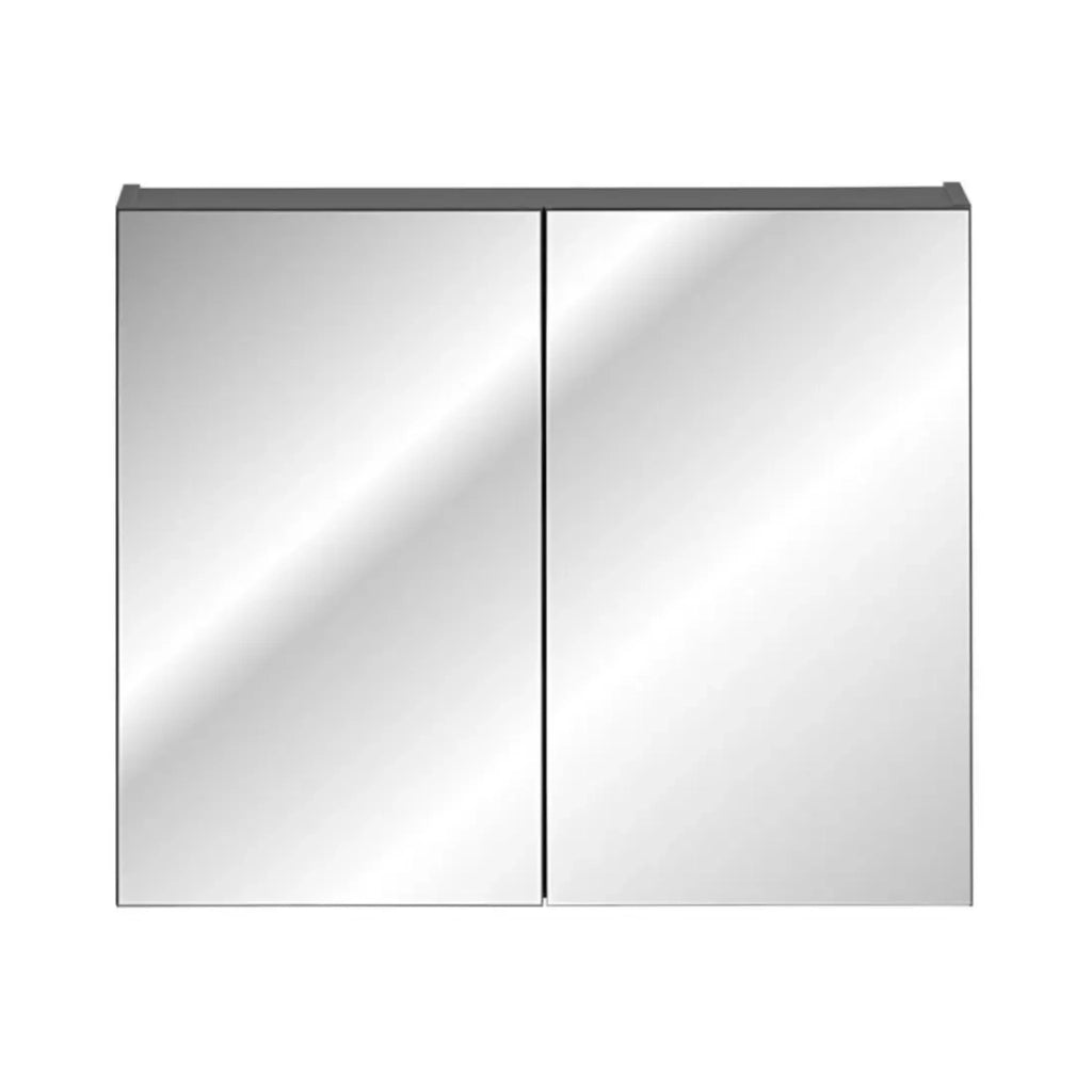 Mobile da bagno VANTA 80 cm nero - Mobiletto a parete sospeso con porte e specchi