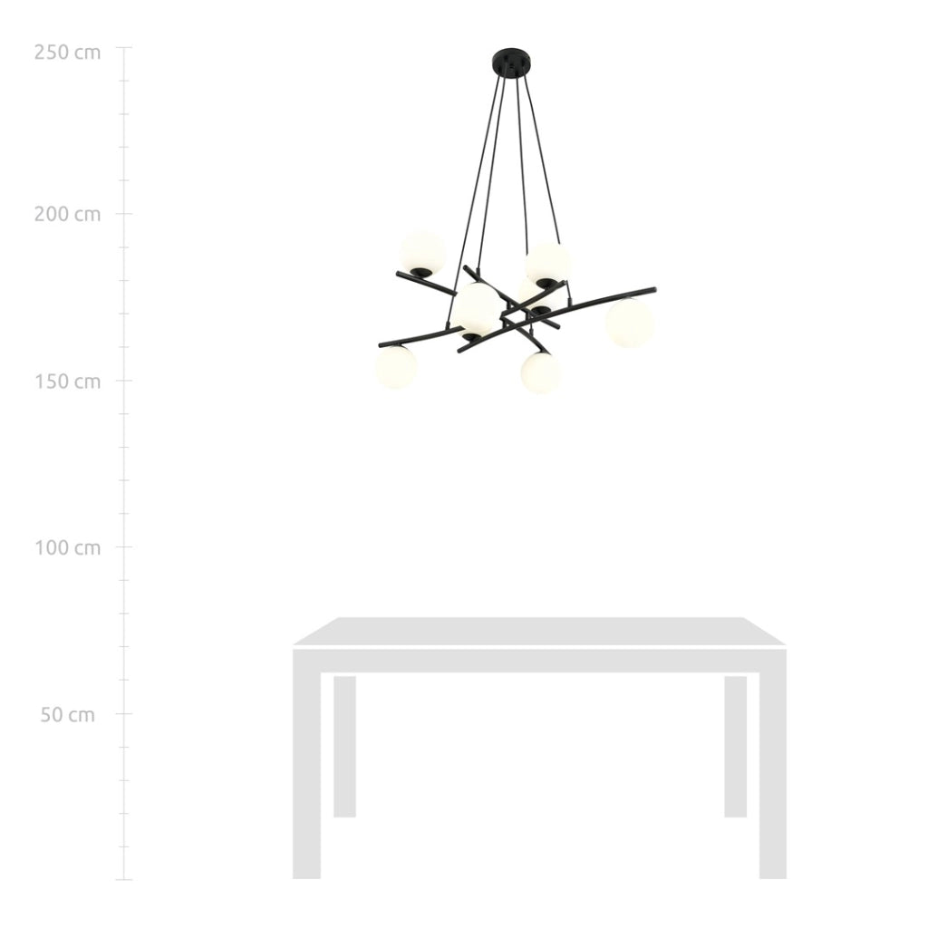 Lampadario Emibig ESSA 8 luci nero opale Ø100cm E14
