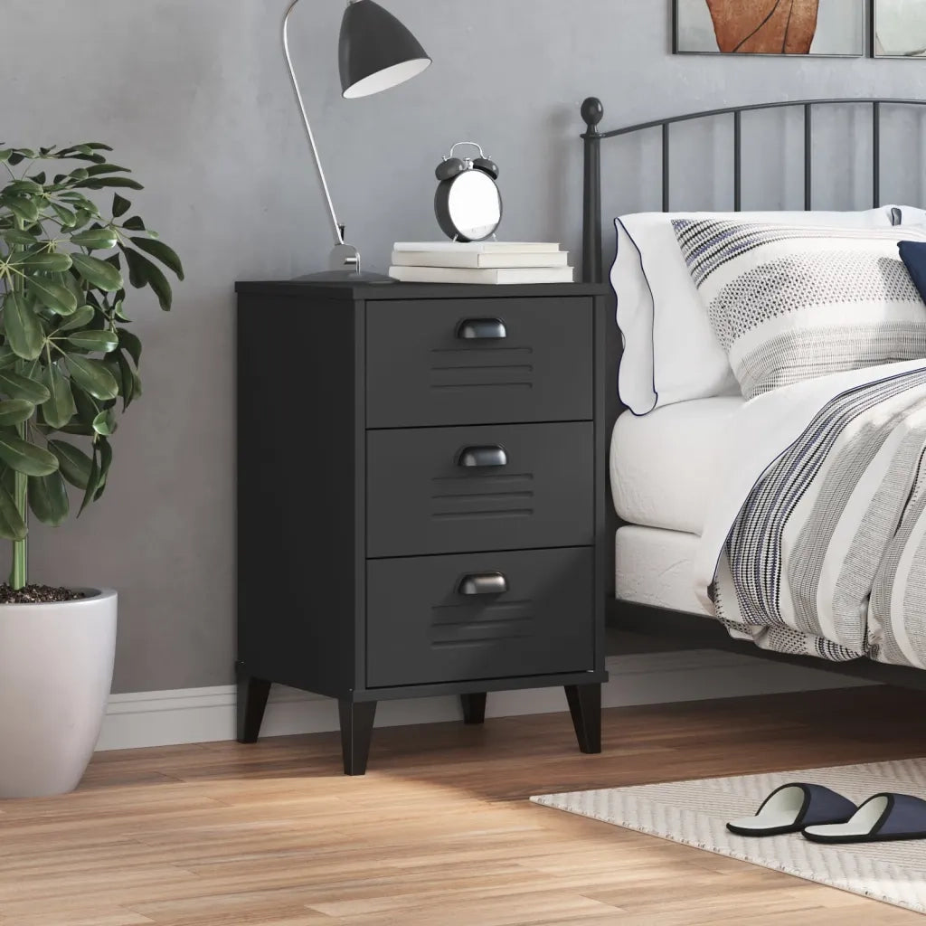 Comodino VIKEN Nero in Legno Multistrato 374912