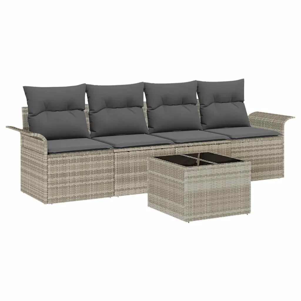 Set Divano da Giardino 5 pcs Grigio chiaro e grigio scuro