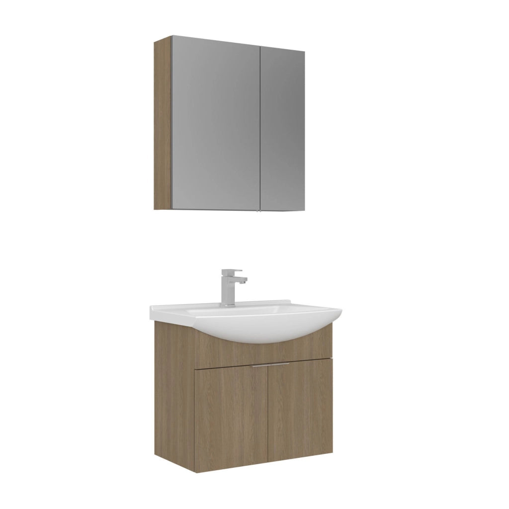 Set mobile lavabo con specchio (2 pezzi) "Purus 65" - 65 x 50 x 58 cm - Rovere
