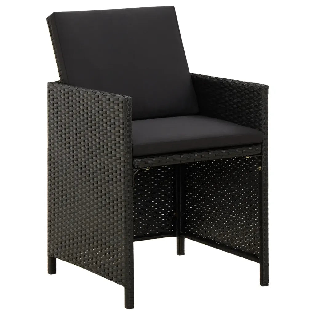 Set da Pranzo da Giardino 3 pz con Cuscini Nero 3094302