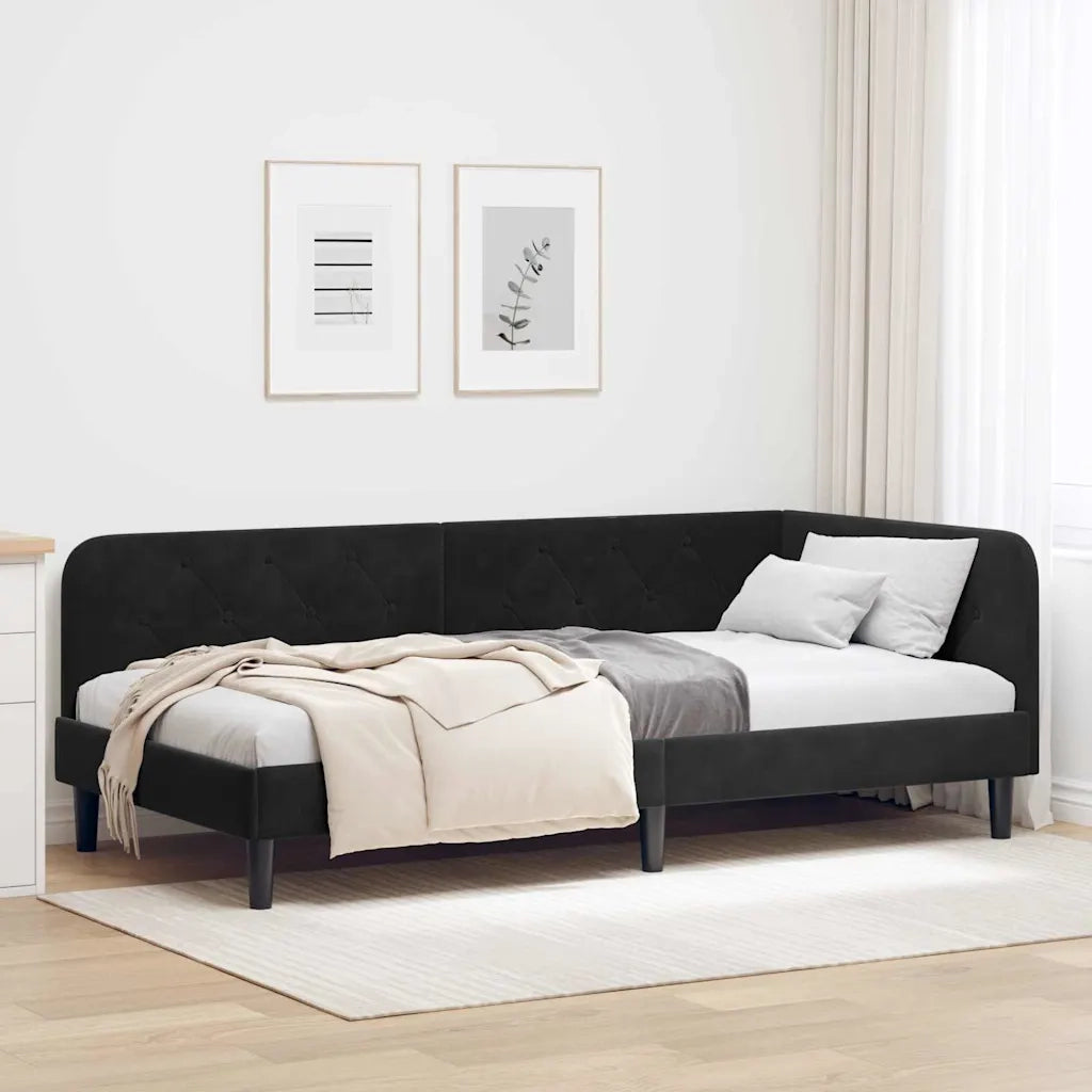 Cornice del letto ad angolo Nero 100 x 200 cm Velluto 42016621
