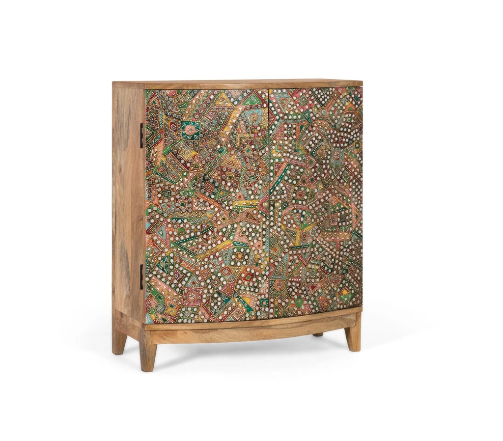 Credenza in legno massello di mango con due ante